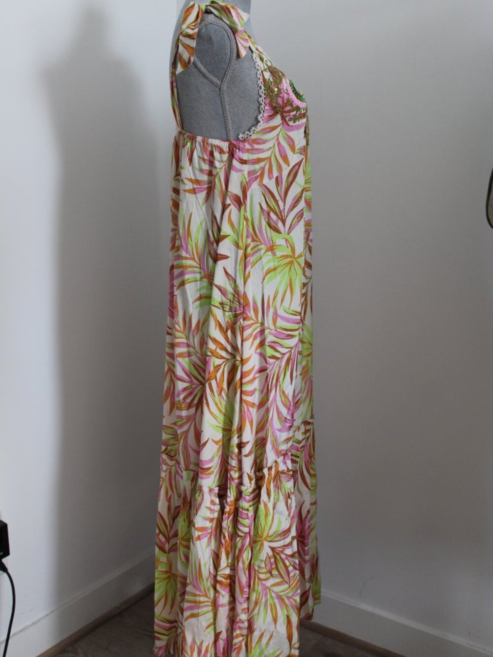 NWT MISS JUNE Paris Isla V-Neck Sequin Maxi Cover Up Dress One Tie Bow One Size - Picture 7 of 7